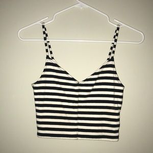 Black and white striped crop